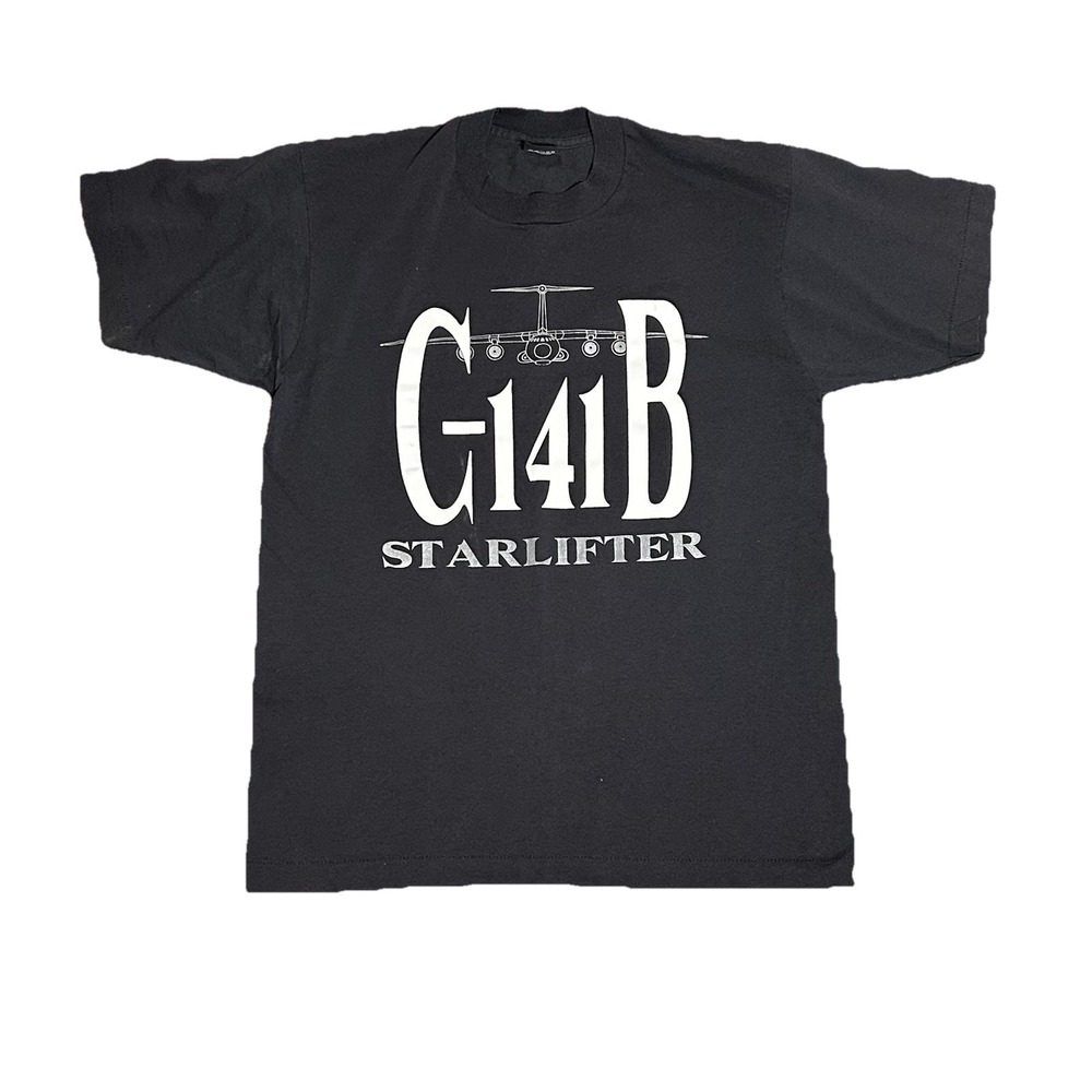 Vintage 90s Blackbird C-141 Starlifter‎ T-Shirt Size L  Double Sided Military